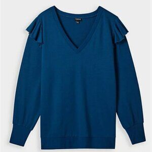Torrid Ruffle Shoulder V-Neck Pullover - Size 2
